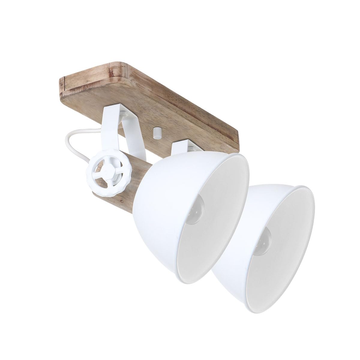 Steinhauer Lampada da soffitto 2 Spot 7969W Lampada da parete Vintage E27 Rustico Legno Metallo Spot Marrone Bianco