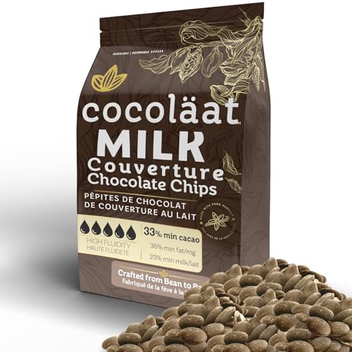 cocolaat - Cocoläat Milk Couverture Chocolate Chips | Culinary Grade for Bakers, Pastry Chefs, & Chocolatiers | 33% Cocoa - 35% Fat | Gold Foil Resealable Pouch Perfect Holiday Gift | 2 lb