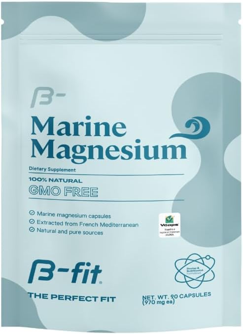 Marine Magnesium - 90 Capsules - 3-Month Supply - High Bioavailability Magnesium Supplement - No Additives & Gluten Free - Good Absorption - Simag Certified
