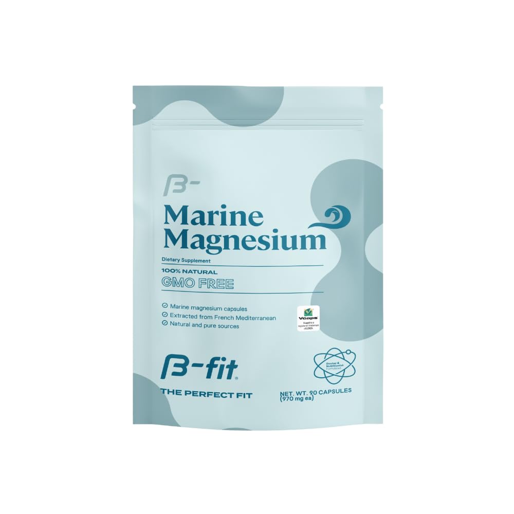Marine Magnesium - 90 Capsules - 3-Month Supply - High Bioavailability Magnesium Supplement - No Additives & Gluten Free - Good Absorption - Simag Certified