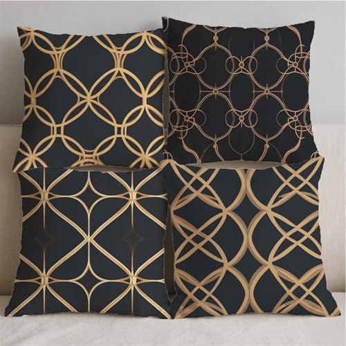 Housse coussin 80x80cm extérieur imperméable lot de 4 motifs bohème pour canapé de jardin S916 - 3