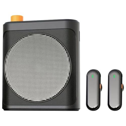 Amplificador de voz inalámbrico para profesores, sistema de micrófono portátil con micrófonos duales, recargable, cancelación de ruido, cinturón incluido para guías, presentaciones, promociones al aire libre miniatura 1