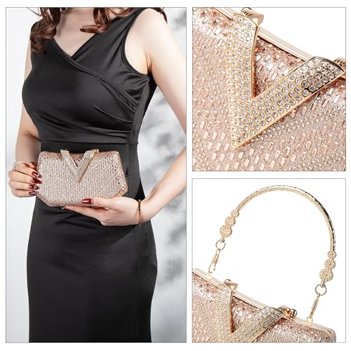 Image of Rhinestone Crystal Clutch Purse Sparkly Evening Bag with Chain | Detachable Chain Converts to Crossbody & Shoulder Bag, Perfect for Wedding, Party, Prom & Evening Events