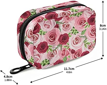 Miniatura 3 de Pastillero de rosas rojas y rosadas, 7 días, primavera, verano, flores, portátil, semanal, organizador de píldoras, contenedor de medicamentos,