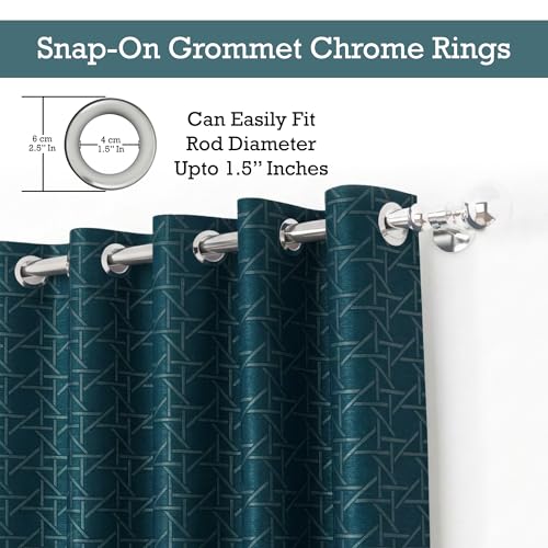 Image of Story@Home 100% True Blackout Semi Long Door Curtains 8 Feet Set of 1 | Geometric Design | Room Darkening Curtain | Thermal Insulated Curtains for Living Room | (116 X 242 Cm, Dark Cyan)
