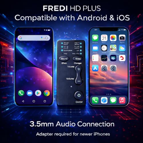 Image of FREDI HD PLUS Mobile Voice Changer Device with 8 Built-in Sound Effects | Rechargeable Portable Audio Voice Modifier with Easy Button & Volume Control | Compatible with Android & iOS Smartphones
