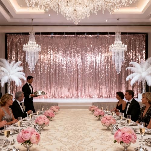 Cortinas VOK Rose Gold Secuenciadas 4 Paneles 2x8FT miniatura 4