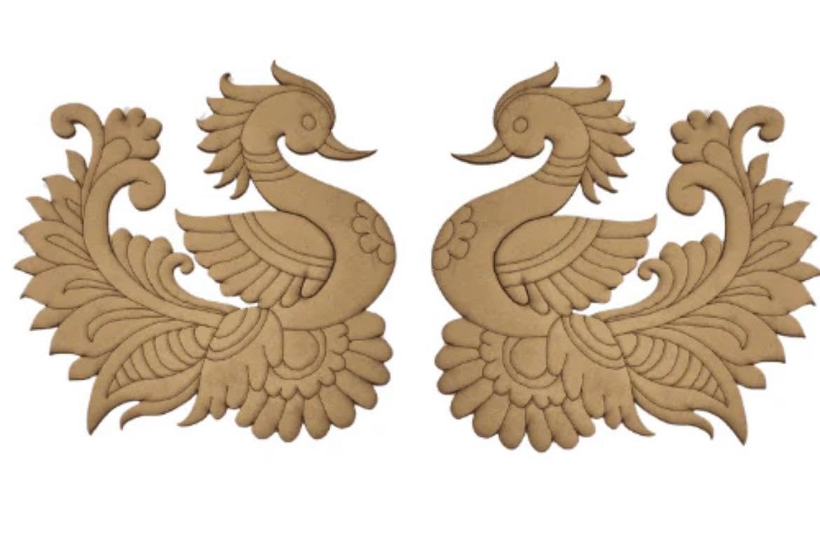 Twin Peacock MDF Wood Cutout Set of Two, Decorative Peacock Wall Décor for DIY Craft Painting Home Decoration Living Room Bedroom and Art Projects-image-46