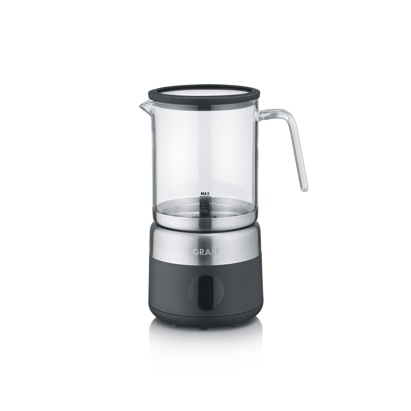GRAEF MS802EU - Milchaufschäumer, elektrisch, bis zu 500ml Milchschaum in Barista-Qualität, herausnehmbares Glas-Kännchen, 5 Programme, automatische Abschaltung, Touch-Display, schwarz