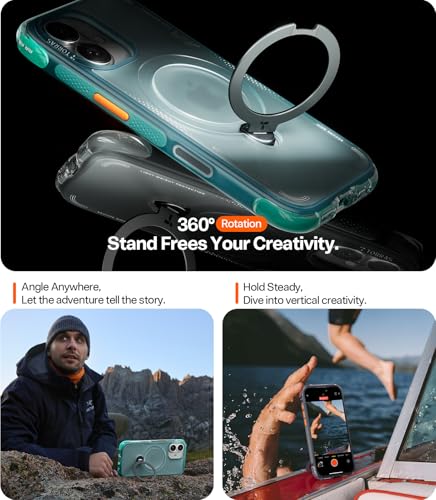 Image of TORRAS Ostand Q3 Air for iPhone 17 Case with 360 Magnetic Stand, Fit for MagSafe, Mil-Grade Drop Tested, Camera Control Button, Shockproof Phone Case for iPhone 17 6.3'', Shadow Black