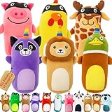 Jalousie 5 Pack Tough Plush Animal Dog Toys Assortment Value Bundle Dog Squeaky Toys Assortment Puppy Pet Mutt Dogs Toy Squeak Toy for Snall Medium Large Breeds (6 Pack Surprise Mix)