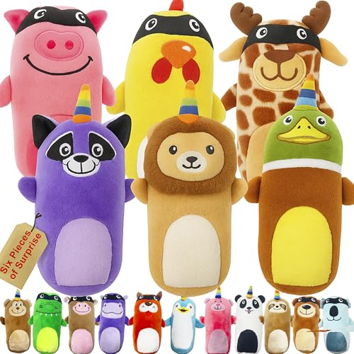 Jalousie 5 Pack Tough Plush Animal Dog Toys Assortment Value Bundle Dog Squeaky Toys Assortment...