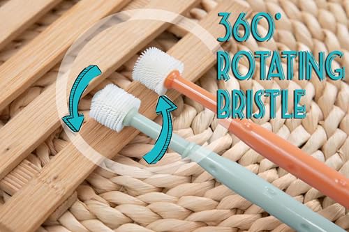 Image of E.M&S.T by Emmeliestella Small Dog & Cat Toothbrush 360 Degree Soft Silicone, Cat Dental Care, Toothbrush Holder, Easy to Handle, Independent Packaging, Extra Suction Cup, Gray & Orange 3PCS