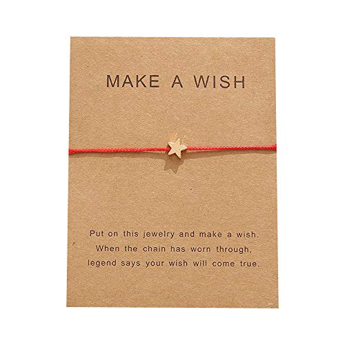 Bracelet Cordon Coeur Porte-Bonheur - Bijou Femme Fille (Etoile sur Cordon Rouge)