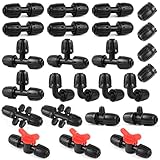 Copadri 25 Pieces 1/2 Inch Drip Irrigation Fittings Kit, 1/2'' Drip Line Barbed Fittings for 1/2 Inch Irrigation Tubing (1/2