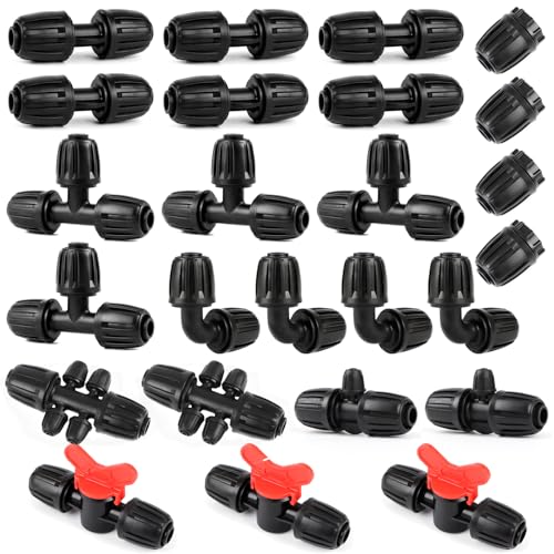 Copadri 25 Pieces 1/2 Inch Drip Irrigation Fittings Kit, 1/2'' Drip Line Barbed Fittings for 1/2 Inch Irrigation Tubing (1/2