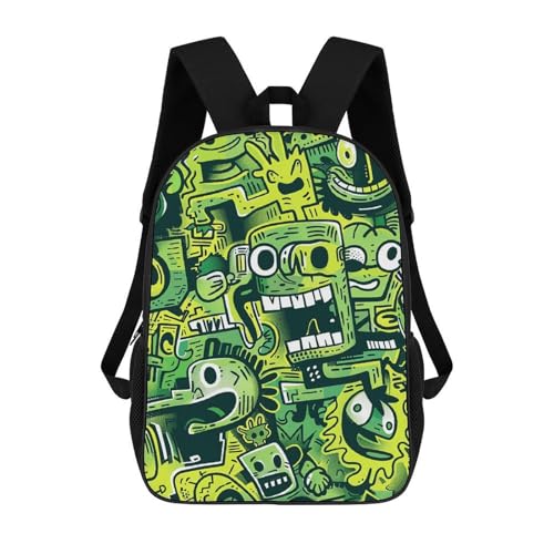 Green Comic Style Bookbag - Ultra Lightweight Portable Backpack Work Travel Backpack for Men Women Fits 16 Inch Notebook