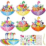 WorldBazaar Spring Umbrella Crafts Kits 24 Sets Make Your Own Umbrella Paper Ornament DIY Arts Crafts April Showers Bring May Flowers Activity School Party Decoration Supplies
