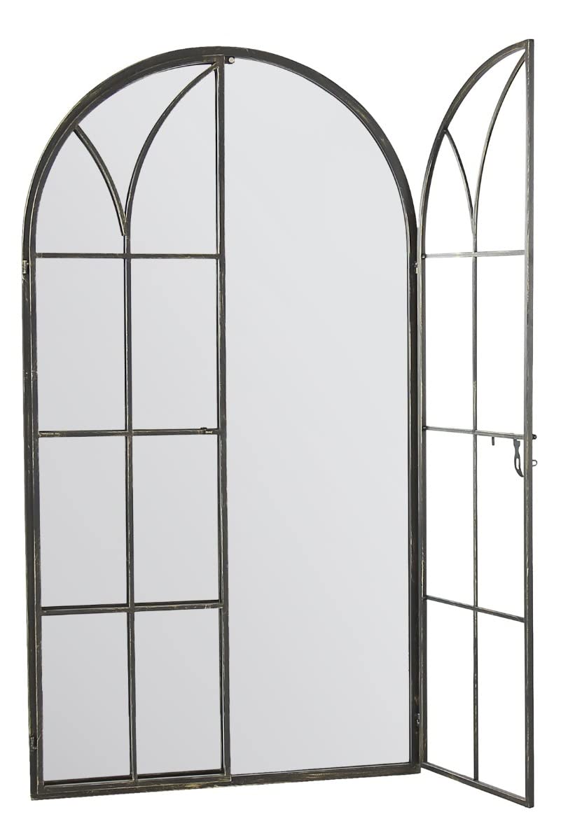 MirrorOutlet Metal Arch Garden Mirror 160cm x 85cm Black