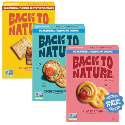 Back to Nature Classic Round Crackers + Crispy Wheat Crackers + Stoneground Wheat Crackers, Non-GMO, Plant-Based Snack Cracker, Made with Whole Grains, Snack Happy