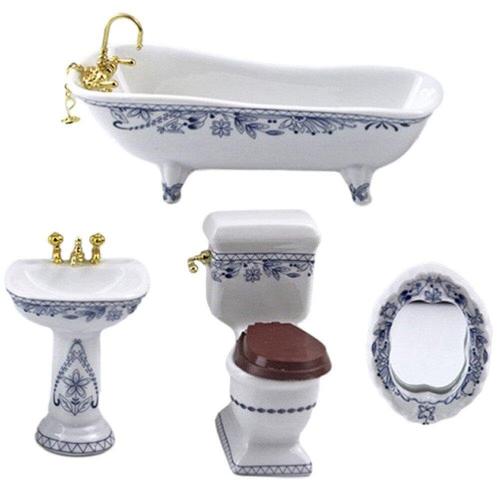 Meubles de salle de bain miniature 1/12 Wudaizhi pour maison de poupée