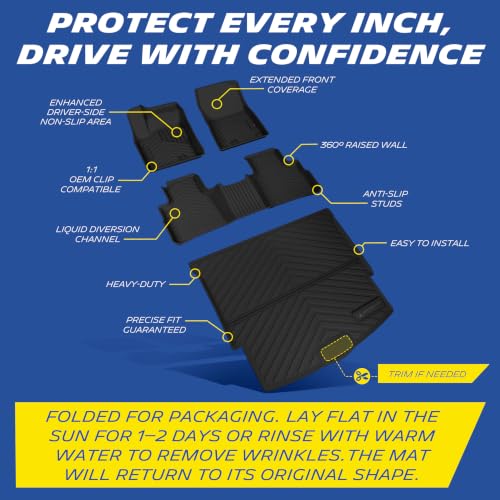 Image of Michelin Vehicle Mats for 2021-2025 2026 Nissan Rogue, Not for Sport | All Weather Floor Mats & Trunk Liner, Car Accessories, Custom Fit, Durable TPE, Non Slip Cargo Mats, 4 PCS, Premier