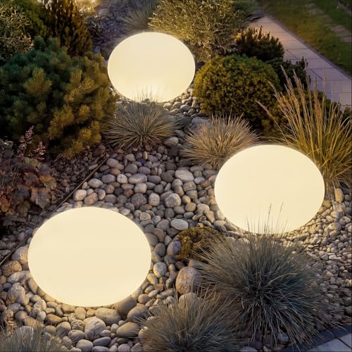tectake LED Kugelleuchte Ø 35 x 28 5 cm outdoor Lampe Deko Garten Beleuchtung Garten oder Nachttischlampe LED Tischlampe Deko Wohnzimmer Balkon Deko Wegeleuchten außen Außenleuchte - Size L