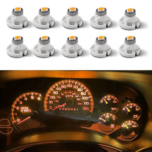 Image of 10PCS T4.2 Led Bulb Neo Wedge 10mm Base, Car Interior Dash Light, 12V IP65 Waterproof 3030 Chip LED Super Bright A /C Indicator Light, Climate Control Switch Indication Bulb for Cars (Yellow)
