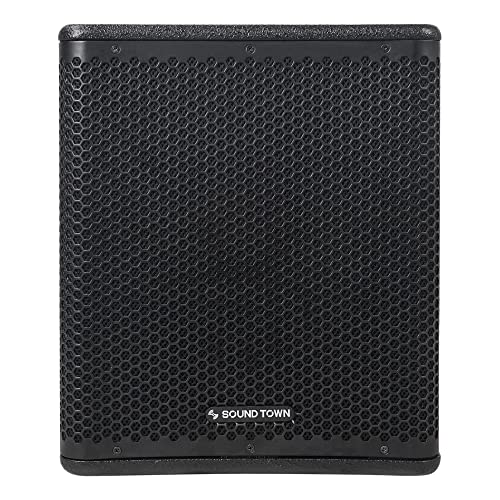 Image of Sound Town Oberon Series 12 inch 800W Powered PA /DJ Subwoofer with Class-D Amplifier, LPF, Birch Plywood, Black (OBERON-12SPW)
