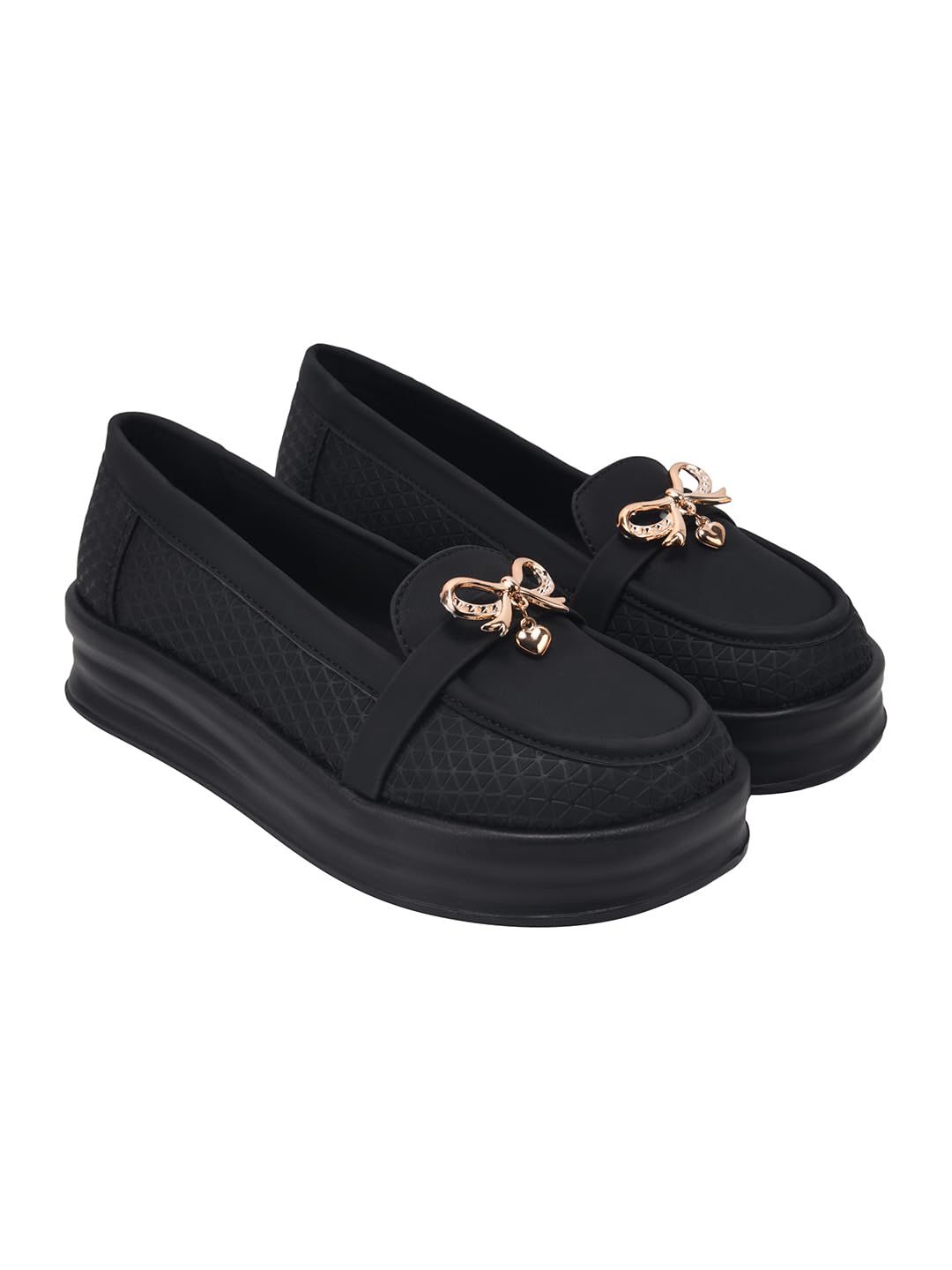 Women’s Platform Loafers | Stylish Slip-On Casual Shoes with Metal Detail | Comfortable Everyday Footwear-image-0