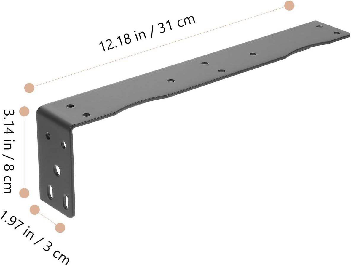 Toddmomy Heavy Duty Floating Shelf Brackets 310mm L-Shaped Metal Corner Brace Supports Wall Mounted Shelf Brackets for Bathroom and Tv Cabinets, 2pcs Black