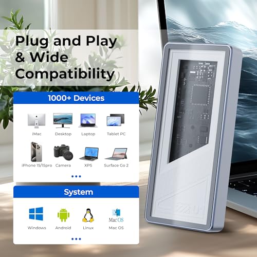 Image of Rosewill 40Gbps M.2 NVMe SSD Enclosure with Cooling Fan, Transparent Back Plate, Support M.2 NVMe SSD up to 8TB, Compatible with Thunderbolt 3 /4 /USB4 /3.2 /2.0 M1 M2 Pro /Max, PC, MacBook, IPAD, Chrome