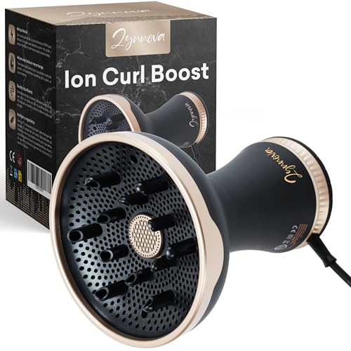 Zynnova Difusor Pelo Rizado, Secador Pelo Rizado Profesional 900W, Ion Curl Boost, 6 Modos de Secado, 12 Dedos con Apertura Omnidireccional,