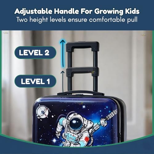 Image of Toy Imagine 18 Inch Trolley Bag for Boys Kids Luggage Trolley Hard Polycarbonate Suitcase Cabin with Spinner Wheels Retractable Handle Lightweight Travel Bag for Kids Boys Astronaut Bag(46 cm)