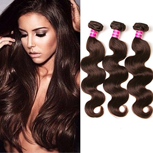 Aphro Hair Brazilian Body Wave Human Hair Extensions 3 Pcs 20 Inch Brazilian Hair Weave Bundles 4# Light Brown