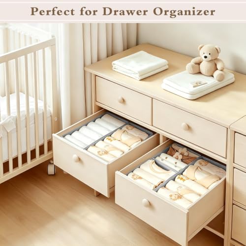 14 Pack Drawer Organiser, Foldable Wardrobe Organiser for Clothing Bra Grey - Image 3