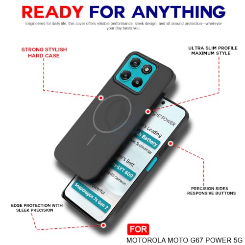 Image of AESTMO Shockproof Back Case Cover for Motorola Moto G67 Power 5G | Slim Hard Shell | Hard Back Cover for Motorola Moto G67 Power 5G (Compatible with MagSafe Accessories, Black)
