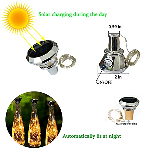 Ostritec 2023 Upgraded 8 Pack Solar Wine Bottle Lights, 20 Led Fairy Lights With Solar Cork Lights Outdoor Waterproof Bottle Lights,For Wedding Valentine's Day Gift Party Decoration (Warm White) #TOP5