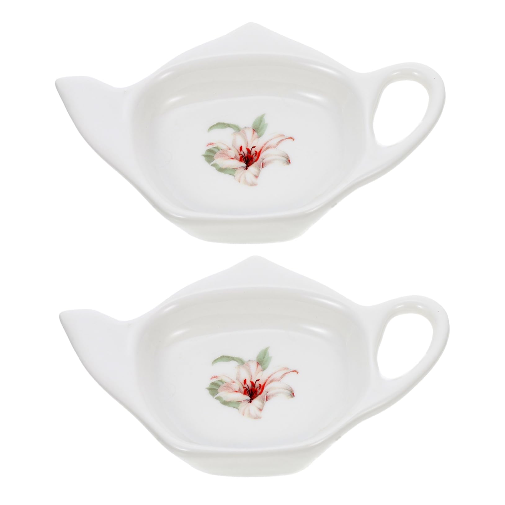 VOSAREA 2pcs Ceramic Tea Bag Holder Delicate Tea Bag Tray for Home Office Retro Style Loose Storage and Brewing Plate for Housewarming