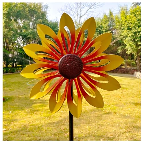 Molinillo De Viento De Girasol, 174CM Metal Girasoles Resistir El Clima Severo Rehiletes De Viento para Jardin, La JardíN DecoracióN del Patio,Yellow