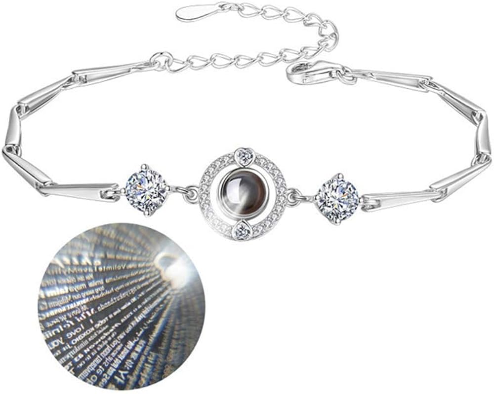 S925 Sterling Silver Projection Bracelet, Love Memory Bracelet, 100
