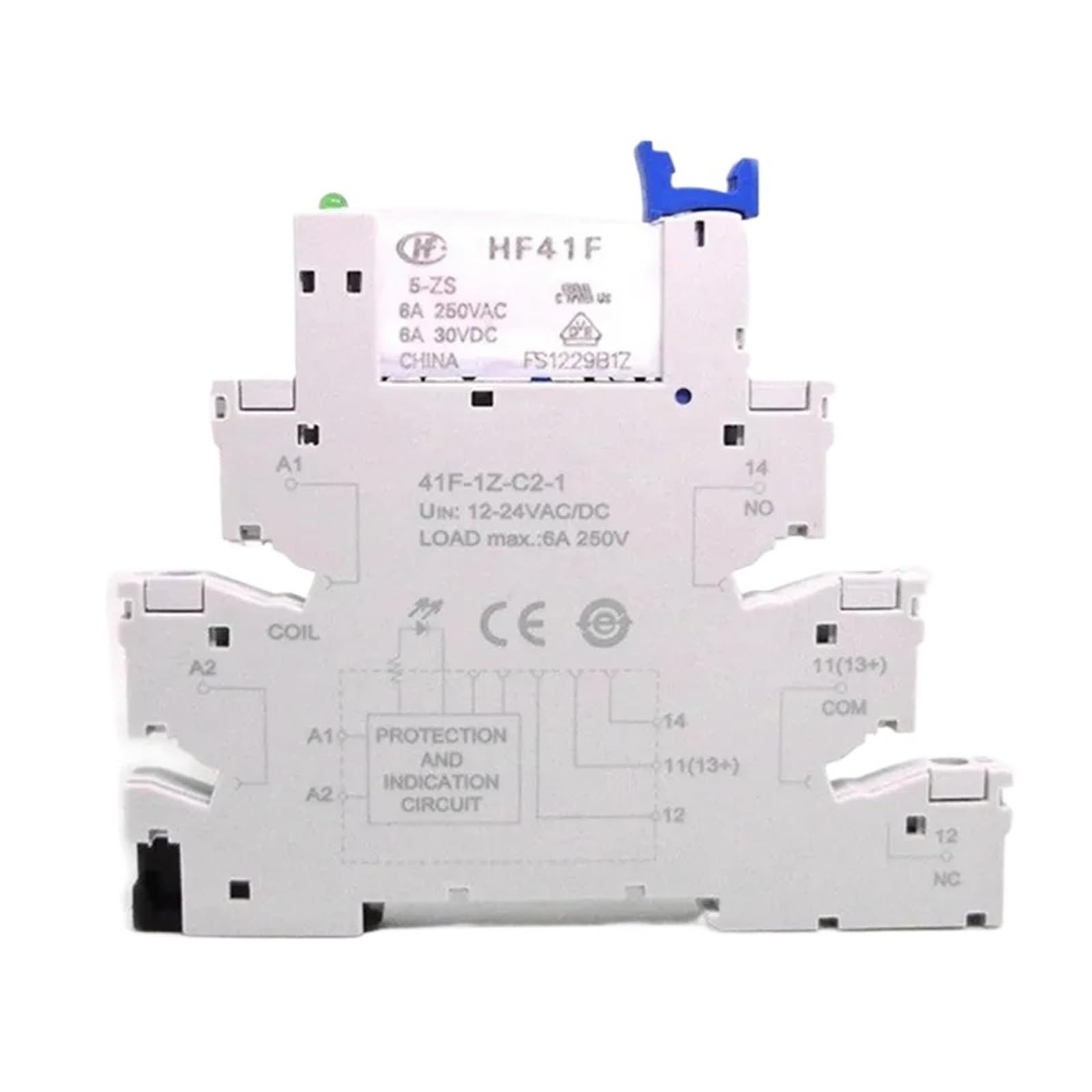 10 Uds 41F-1Z-C2-1 HF41F 5-ZS 12-ZS 24-ZS 5V 12V 24V 230V 6A 1CO Slim/SSR montaje de relé en zócalo de tornillo con relé de oblea LED(10Pcs Splices-Red)