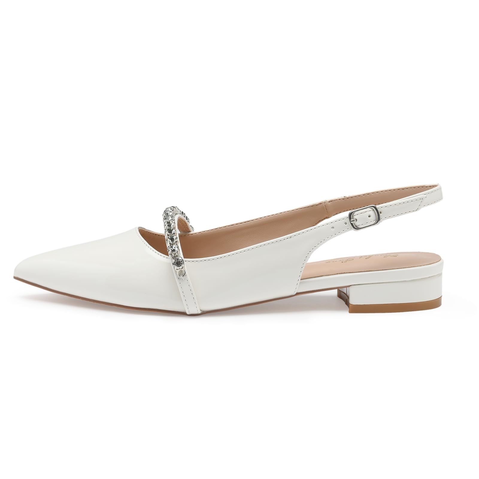 Zhabtuc Slingbacks Donna Sandali eleganti alla moda classica a punta Womens Flat Pointed Toe Slingback Shoes Punta Appuntito Cinturino Regolabile Sandali