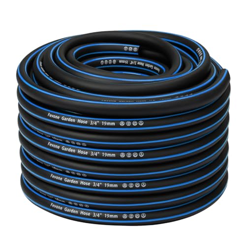 Fevone Gartenschlauch 30m 3/4 Zoll (19mm) Schlauchrohre für Garten 4ly 25 Bar Hochbelastbar Tragbar Außen Kompressor Schlauchleitung Flexibel Robust Gurtbar Knickschutz Schwarz/Blau