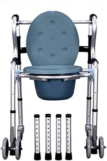 ZLJ ayudas para Caminar ayudas para Sentarse y Caminar Cómoda Silla de Inodoro Andador Rueda de cinturón con Asiento Caminar por el pasamanos Silla de baño Ayuda para Caminar