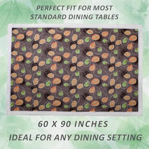 Image of Dakshya Industries 6 Seater PVC Waterproof Dining Table Cover 60x90 Inch | Floral Printed Washable Table Cloth with Lace Border