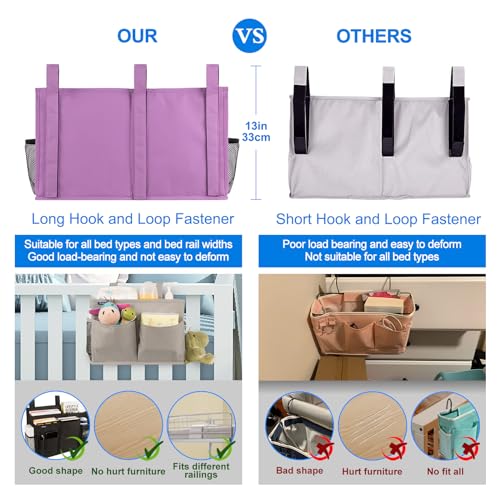 Image of Surblue Caddy Hanging Organizer Bedside Storage Bag for Bunk and Hospital Beds (Purple)