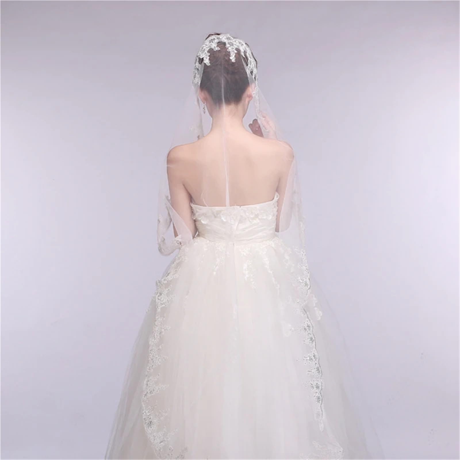 Generico Nuovo arrivo 1 strato paillettes pizzo bordo veli da sposa economici accessori da sposa Welon Matrimonio velo da sposa sexy