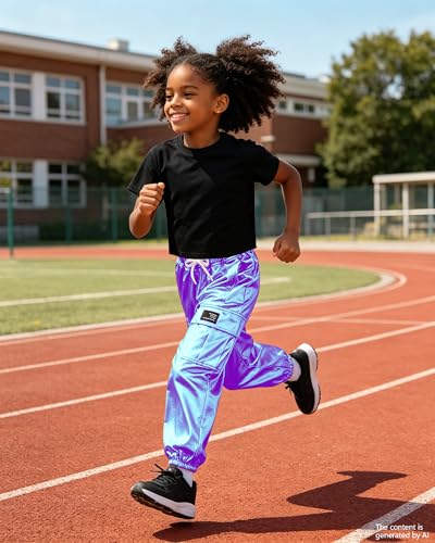 Image of SANGTREE Girls' 2 Piece Outfits T-Shirt and Drawstring Cargo Jogger Pants Clothing Set, 4-14 Years