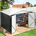 Polar Aurora 6x8 FT Outdoor Storage Shed, Metal Garden Shed with Updated Frame Structure, Tool Sheds for Backyard Garden Patio Lawn White